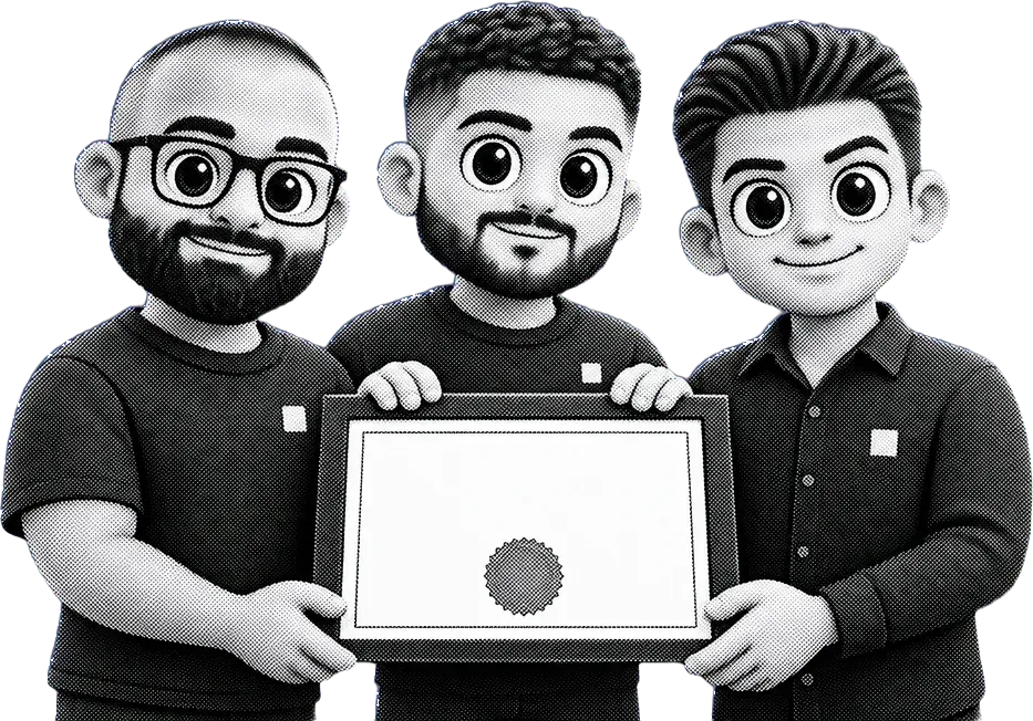 The three Vantage partners holding up your company certificate